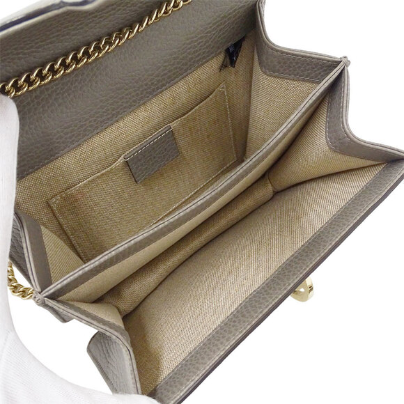 GUCCI Authentic Gray Leather Shoulder Bag - Picture 6 of 14